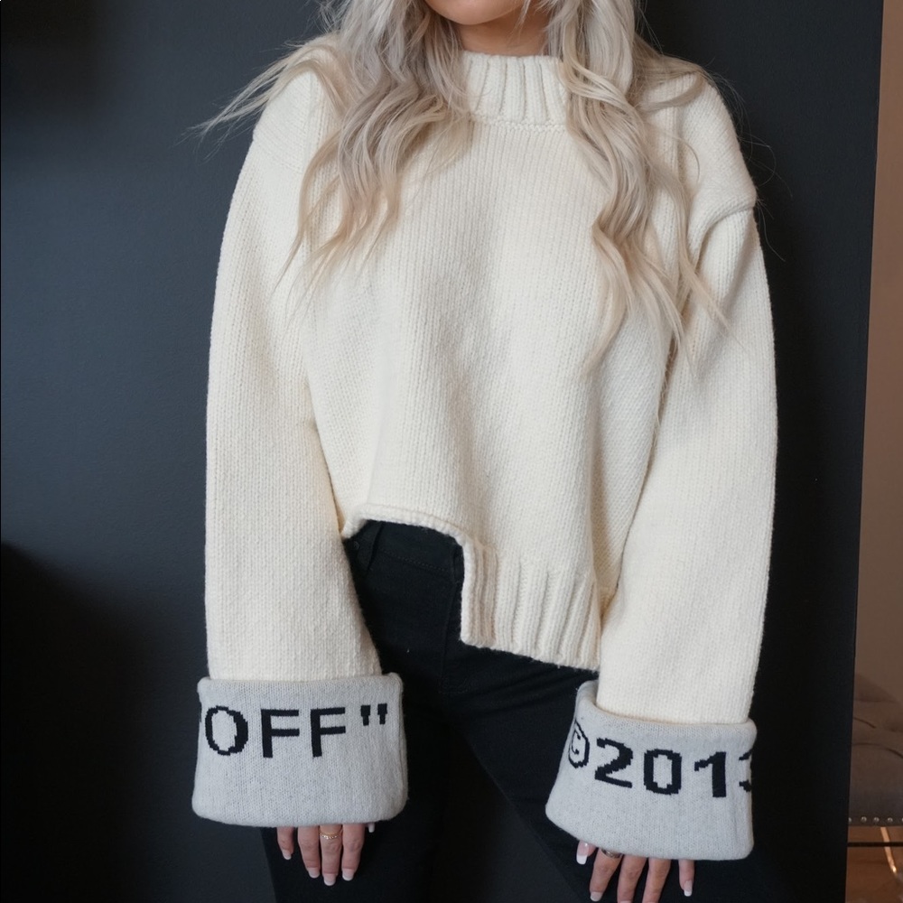 OFF-WHITE Wool Blend Logo cuff Sweater